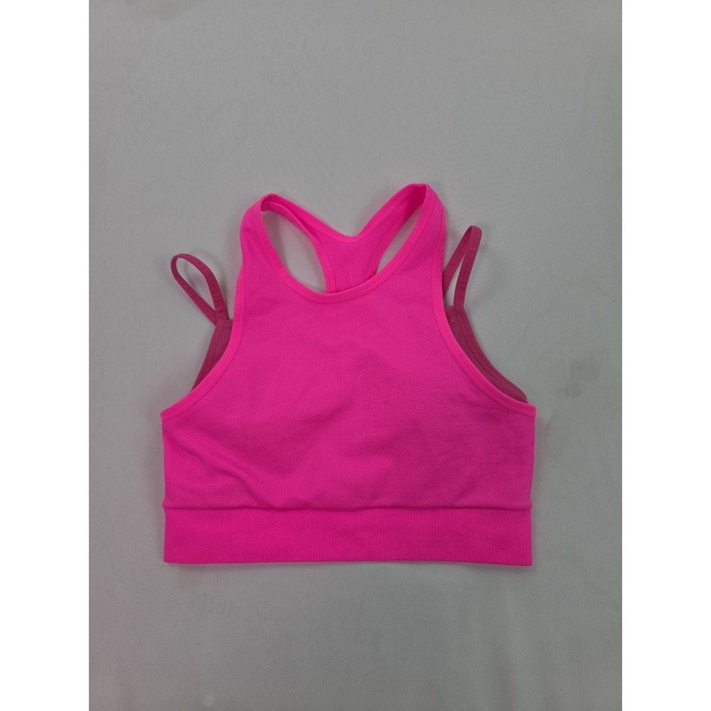 Joy Lab Sports Bra Womens Small Pink Seamless Racerback Padded Athletic Gym